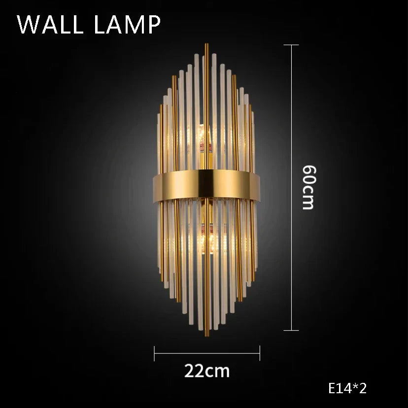 Gold Crystal Ceiling Chandelier LED Light Fixture for Luxury Home Decor