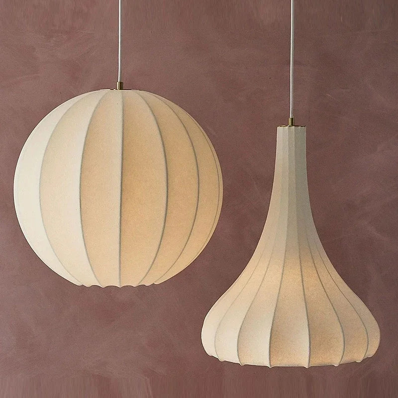 Silk Pendant Lights: Nordic Minimalist LED Chandelier for Dining Room, Bedroom, Bar
