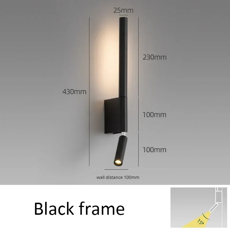 Modern LED Wall Light Black White Decor Bedside Sconce Lamp Spotlight