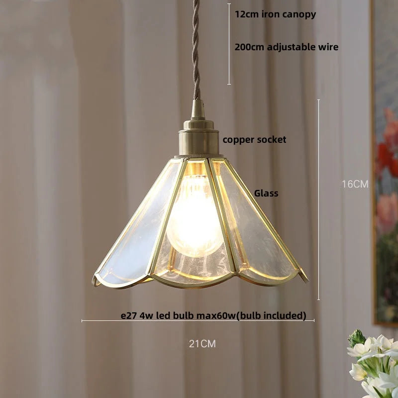 Walnut Wood Loft LED Pendant Lights Glass Hang Lamp Home Decor