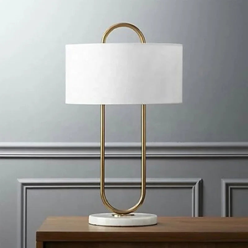 Modern Gold LED Table Lamp with White Lampshade for Luxe Home Decor