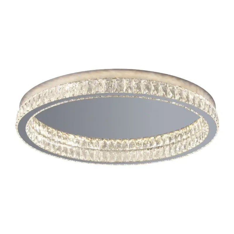 Crystal LED Ceiling Light Chrome Steel Chandelier - Dimmable Round Lamp