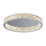 Crystal LED Ceiling Light Chrome Steel Chandelier - Dimmable Round Lamp