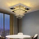 Crystal Ceiling Chandelier: Modern K9 LED Smart Ring Light Fixture for Dining & Living Room
