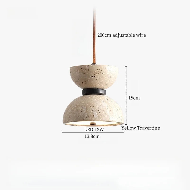 Yellow Travertine LED Pendant Lamp for Dining Living Room Kitchen Cafe
