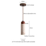 Yellow Travertine Stone LED Pendant Light for Bedside Living Room Decor