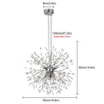 Dandelion Chandelier 8-Light Sputnik Pendant Light Gold/Silver Living Room Fixture