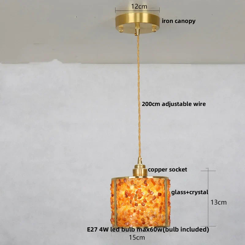 Afralia™ Crystal Glass LED Pendant: Tiffany Style Hanging Light for Living Room