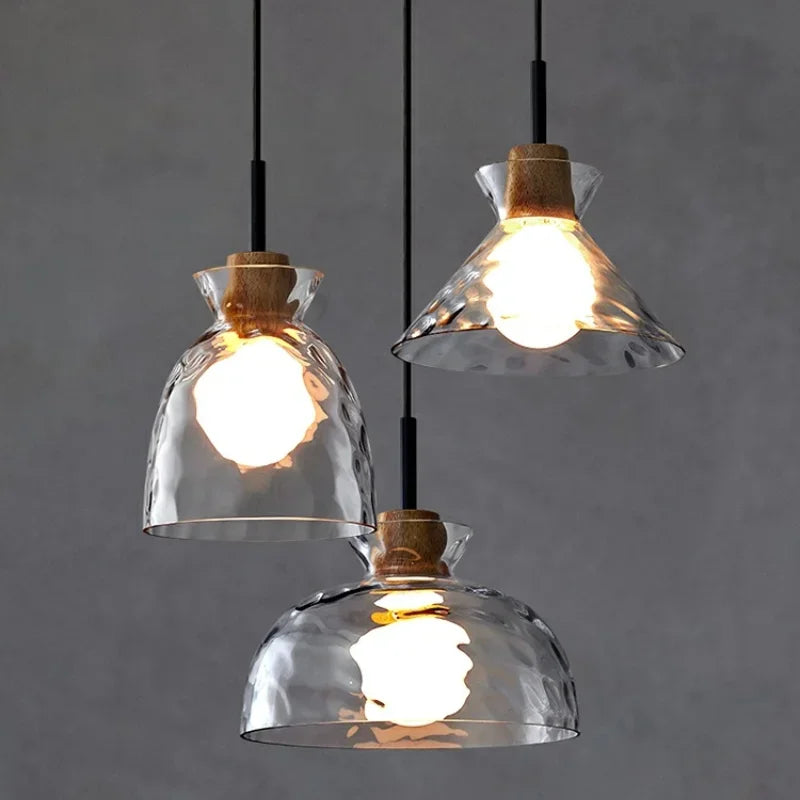 Clear Glass Pendant Lamp with LED Lights for Home Decor