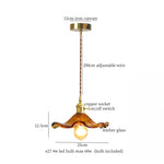 Wood Glass LED Pendant Lamps | French Vintage Hanging Light