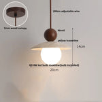 White Glass LED Wood Ball Pendant Light Fixture for Bedroom Living Room
