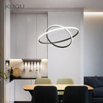 Black Ring LED Pendant Chandelier for Living Room, Dining Room, Kitchen