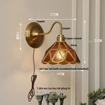 Afralia™ Blue Glass Copper LED Wall Light Fixture Stair Bar Restaurant Bedroom E27