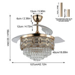 Crystal Pendant LED Ceiling Fan for Smart Home Decor