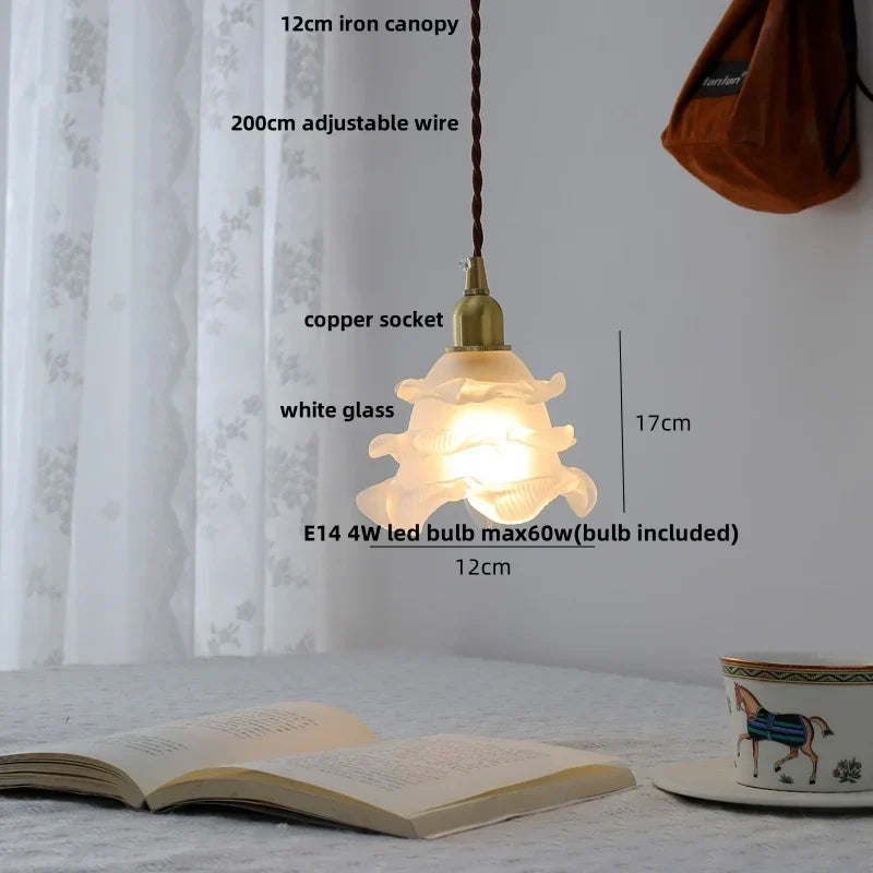 White Glass LED Pendant Lamp Nordic Modern Copper Socket Hanging Lights