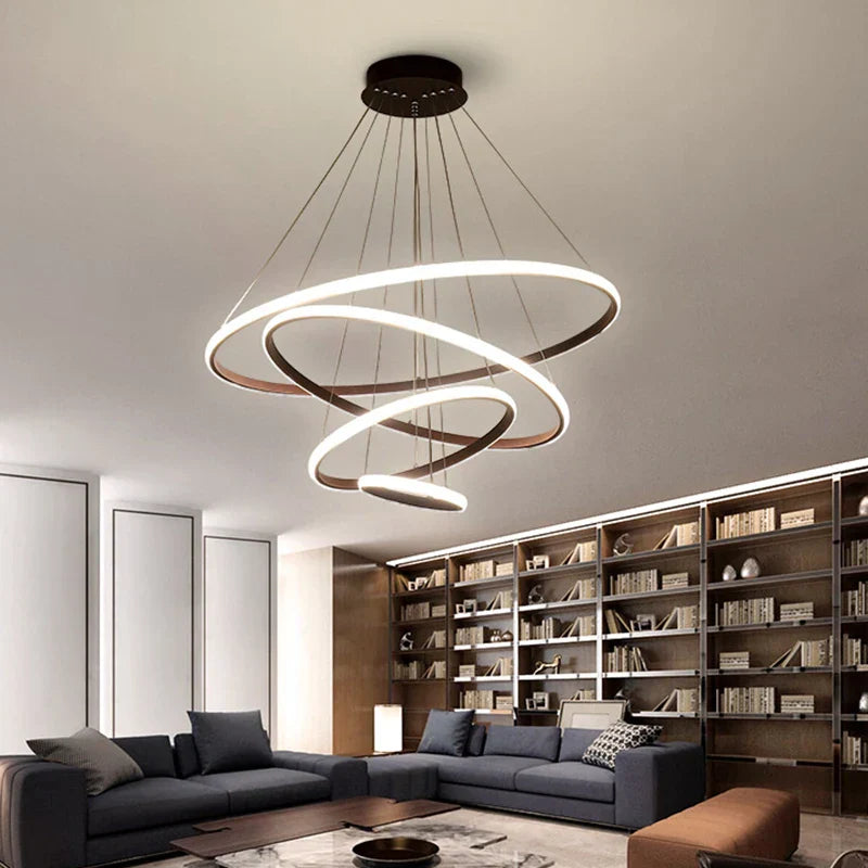 Black Ring LED Pendant Chandelier for Living Room, Dining Room, Kitchen