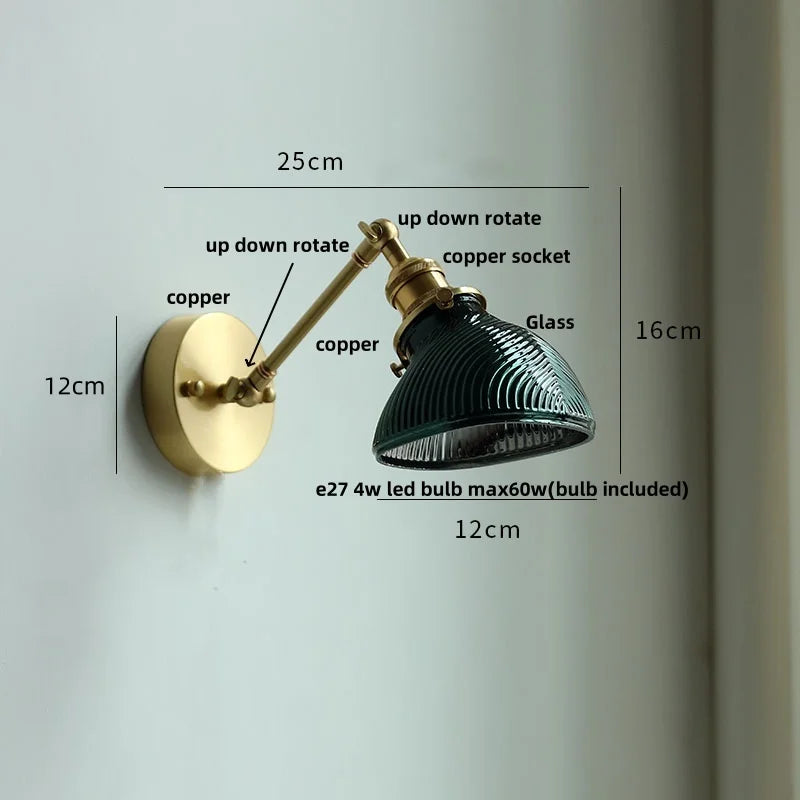 Afralia™ Brass Swing Arm LED Wall Light Fixture with Rotatable Arms & Pull Chain Switch