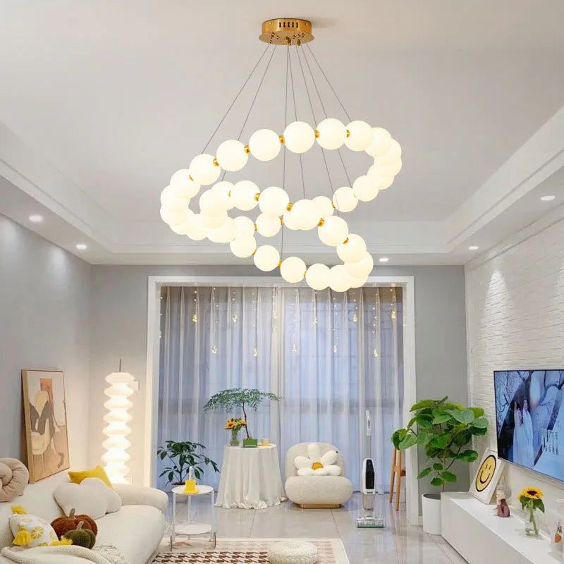 Gold Acrylic LED Ceiling Chandelier for Living Room Bedroom Pendant Lighting