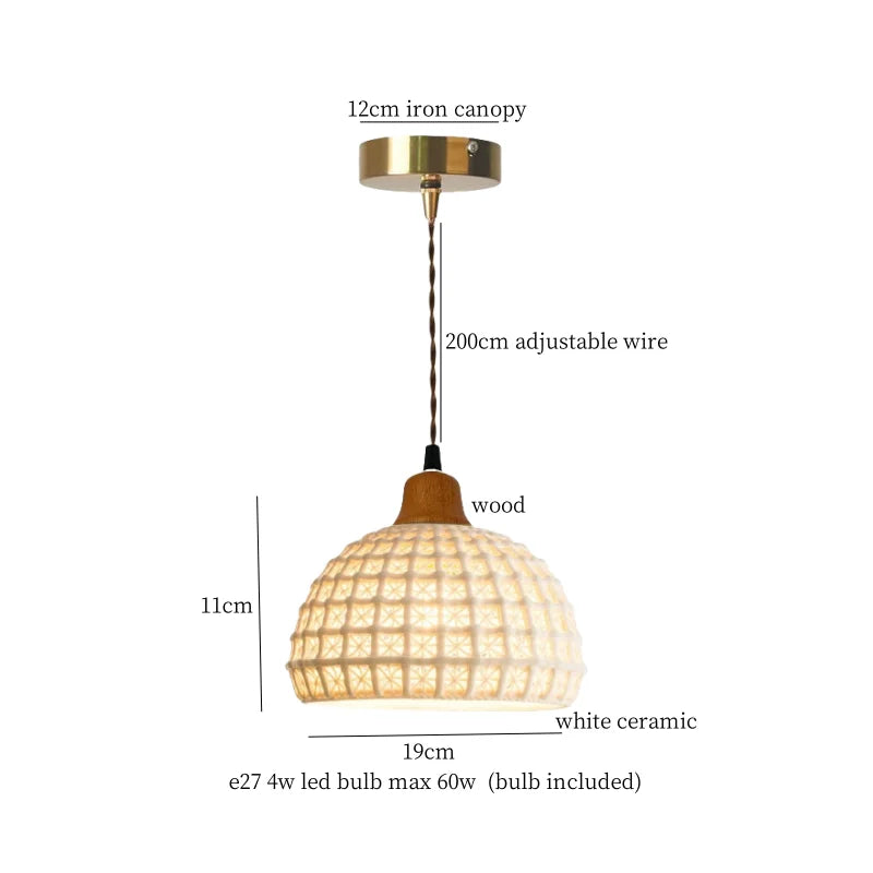 French Minimalism Ceramic LED Pendant Light for Home Decor
