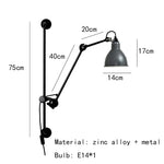 Gras BL Wall Lamp: Adjustable Chrome Long Arm Reading Light