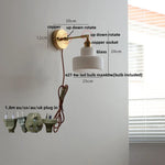 Modern Copper Glass Wall Light with Pull Chain Switch