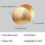 Rotatable Solar Eclipse LED Wall Lights in Black Gold Texture