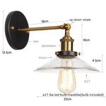 Vintage Industrial LED Wall Sconce with Clear Glass, Artistic Light Fixture
