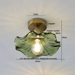 White Glass LED Ceiling Light Fixture with Wood Copper Canopy
