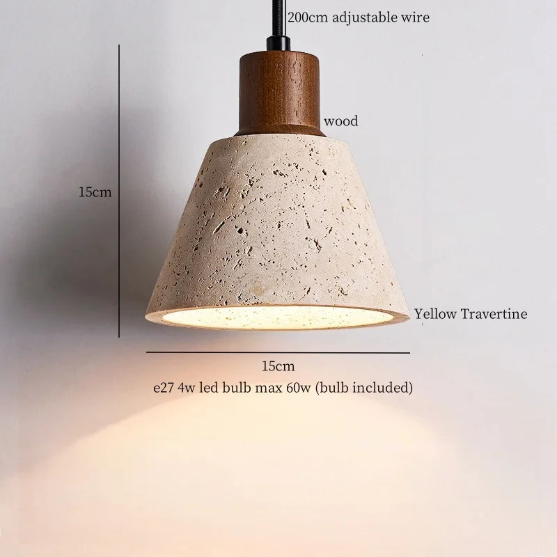 Afralia™ Yellow Travertine LED Pendant Lamp for Modern Living Room Decor