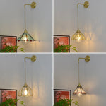 Glass Brass LED Wall Sconce Vintage Vanity Light Wandlamp