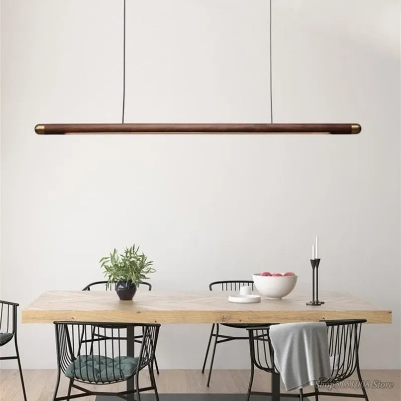 Wood Pendant Light: Modern Kitchen Dining Lamp, Office Chandelier, Island Ceiling Fixture