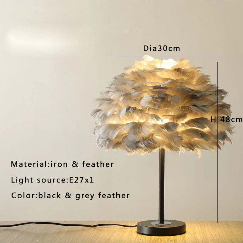 Feather White Grey Floor Lamp Minimalist Standard Light Living Room Shop Bedside Standing Lamps