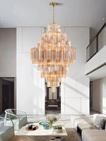 Classic Gray Glass Large Pendant Light - Vintage Lobby Hanglamp Lamparas