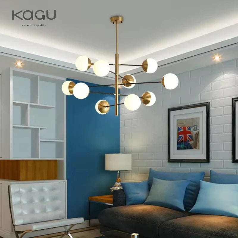 Golden Glass Magic Bean Chandelier: Modern Luxury for Living Room & Dining Room