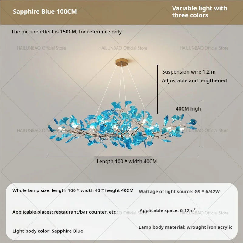 Gingko Leaf Chandelier: Modern Luxury Art Decor for Home, Restaurant & Bar