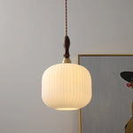 Copper Glass LED Pendant Lamp Modern Hanging Light Fixture with Knob Switch