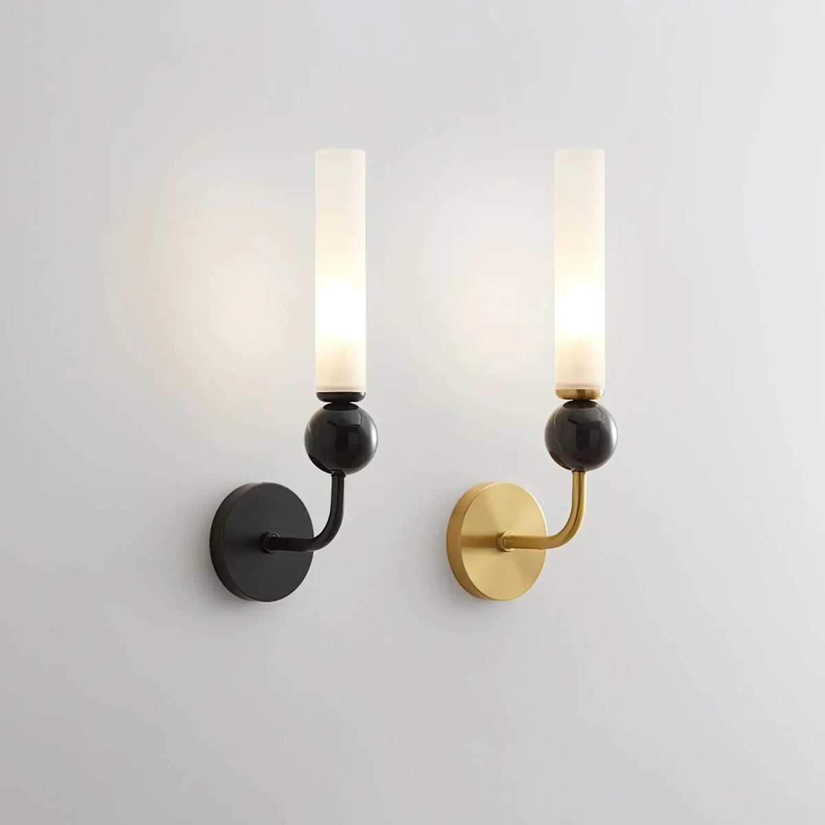 Modern Copper Base Glass Shade Wall Lamp for Living Room Lighting