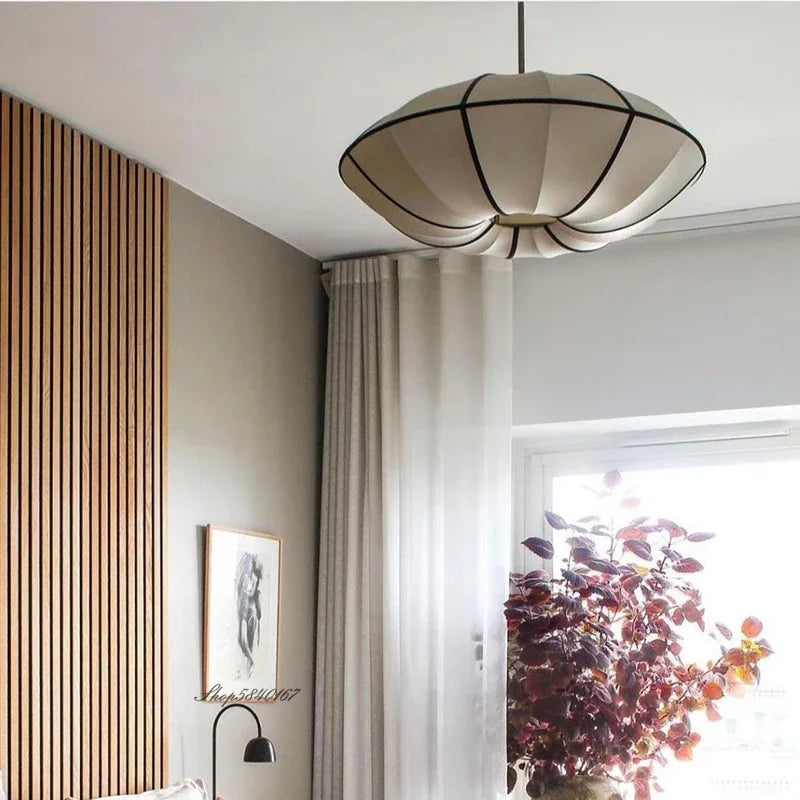 Danish Fabric Pendant Lamp Vintage Chandelier E27 Bulb