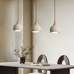 Micro Cement Wood LED Pendant Lamps for House Kitchen Living Room Decor