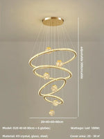 Crystal LED Chandelier: Modern Living Room Pendant Lights, Glass Globe Hanging Lamp