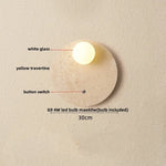 Yellow Travertine Wood Canopy LED Wall Light, Japan Style Bedside Lamp