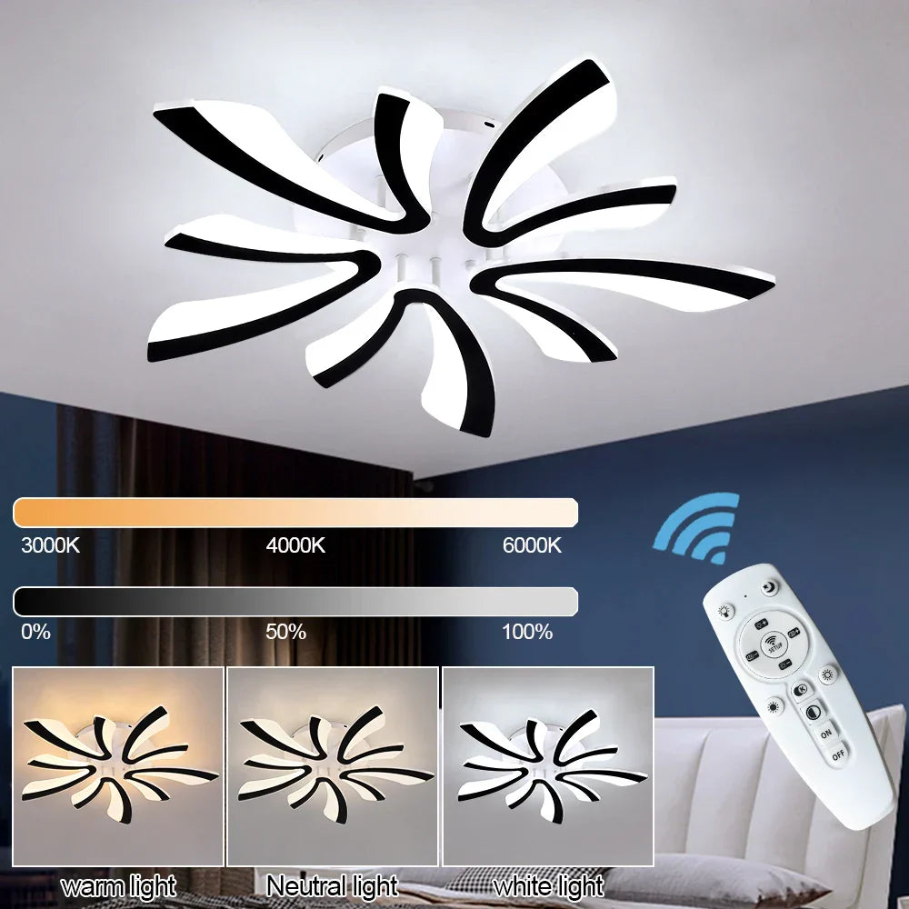 Modern Acrylic LED Chandelier Ceiling Light Fixture with RC Dimming – Indoor Plafon Lamp