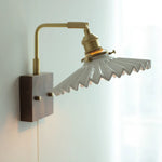 Nordic LED Walnut Wood Wall Lamp with Rotating Ceramic Copper Pull Chain Switch