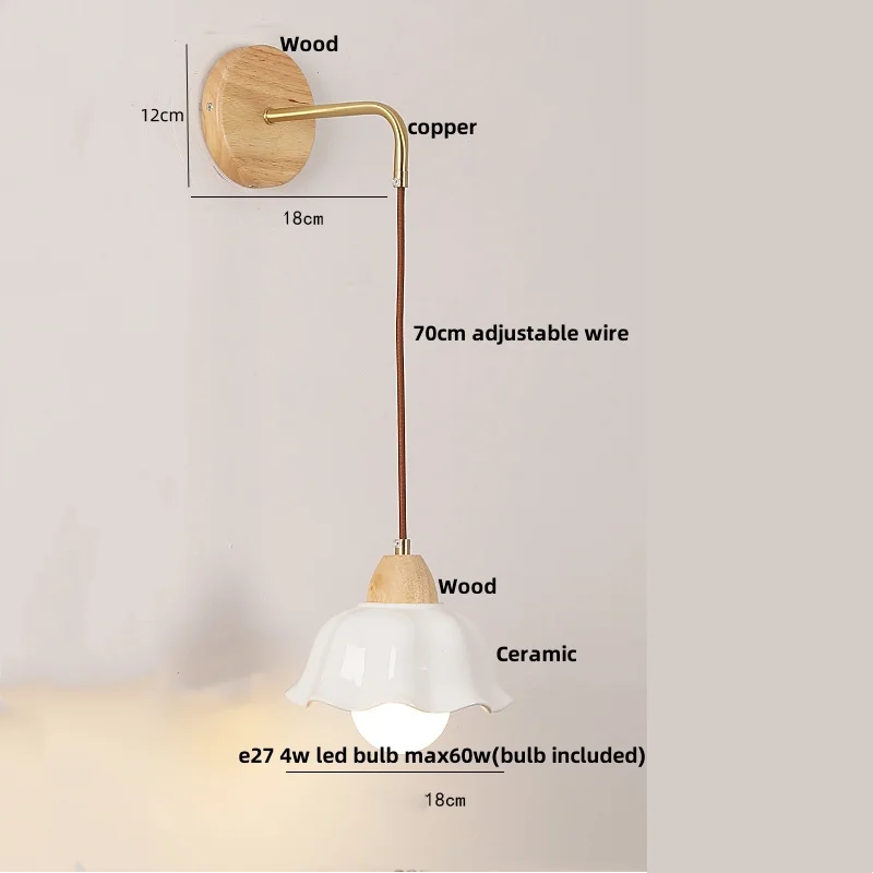 Clear Glass LED Wall Light with Pull Chain Switch