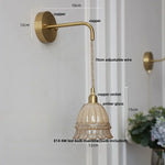 Amber Glass LED Wall Light with Pull Chain Switch, Modern Nordic Flower Wall Sconce