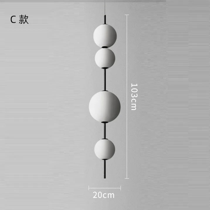 Glass Ball Chandelier Pendant Lamp for Kitchen Island, Designer Vertical Hanging Light