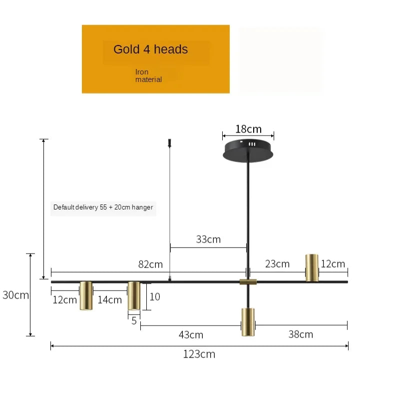 Modern Golden Metal LED Chandelier for Kitchen Dining Room Lighting