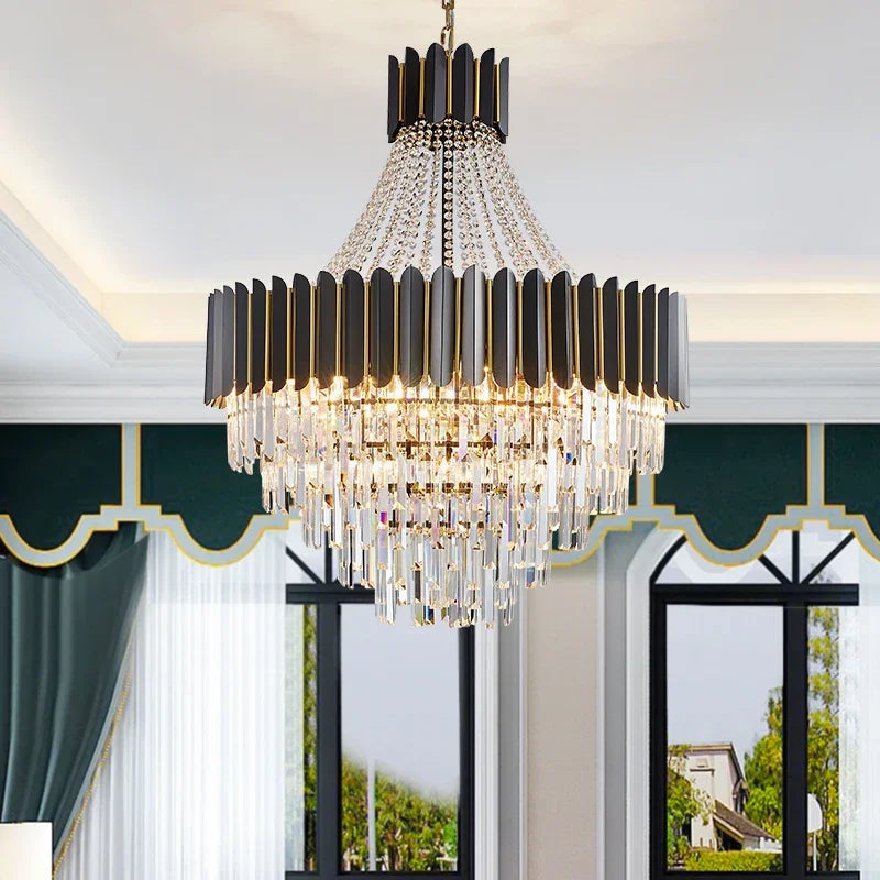 Crystal Chandelier for Duplex Living: Modern Elegance for Hotel, Villa, and Home.