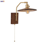 Walnut Wood LED Wall Light Nordic Modern Glass Pull Chain Switch