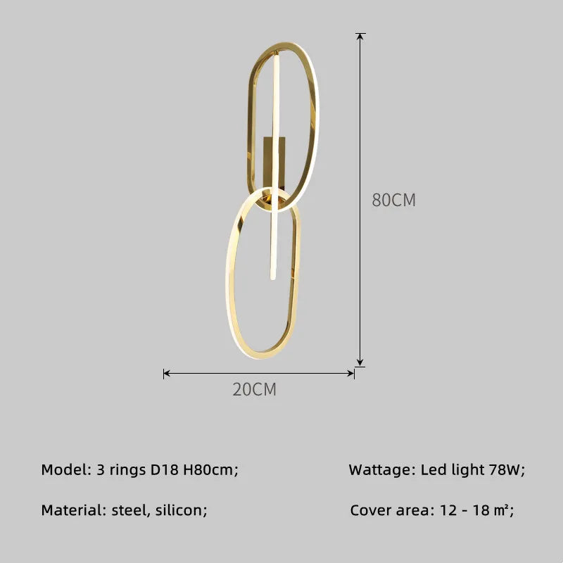 Gold LED Wall Sconce Dimmable Lighting Fixture Polished Steel Modern Luminarias